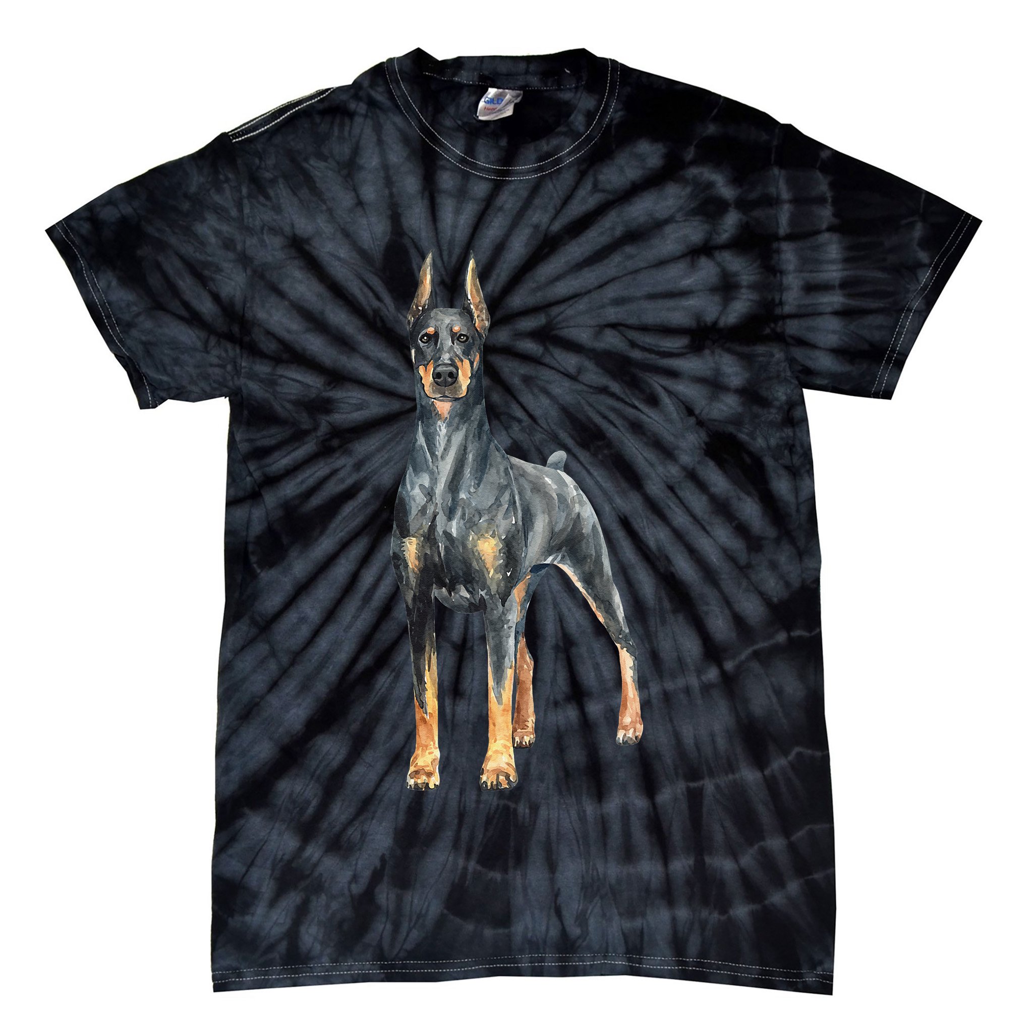 Watercolor Portrait Doberman Pinscher For Dog Owners Tie-Dye T-Shirt