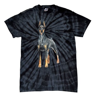 Watercolor Portrait Doberman Pinscher For Dog Owners Tie-Dye T-Shirt