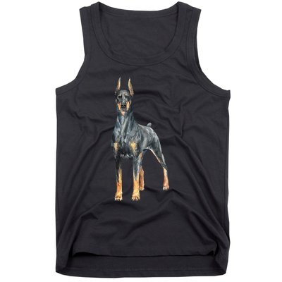 Watercolor Portrait Doberman Pinscher For Dog Owners Tank Top