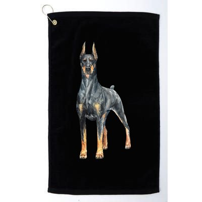 Watercolor Portrait Doberman Pinscher For Dog Owners Golf Towel