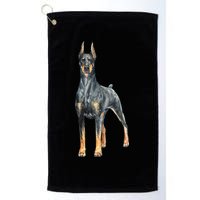 Watercolor Portrait Doberman Pinscher For Dog Owners Golf Towel