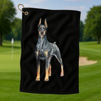 Watercolor Portrait Doberman Pinscher For Dog Owners Golf Towel