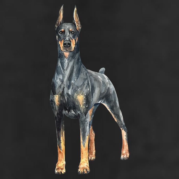 Watercolor Portrait Doberman Pinscher For Dog Owners Golf Towel