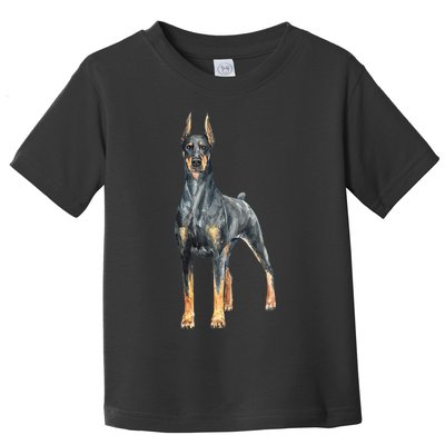 Watercolor Portrait Doberman Pinscher For Dog Owners Toddler T-Shirt
