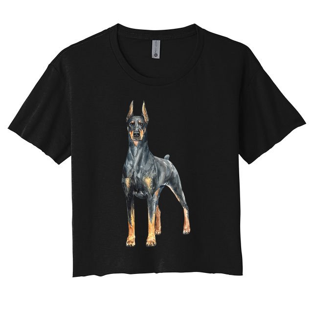 Watercolor Portrait Doberman Pinscher For Dog Owners Crop Top