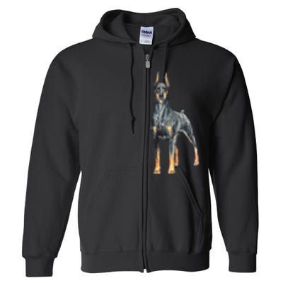 Watercolor Portrait Doberman Pinscher For Dog Owners Full Zip Hoodie