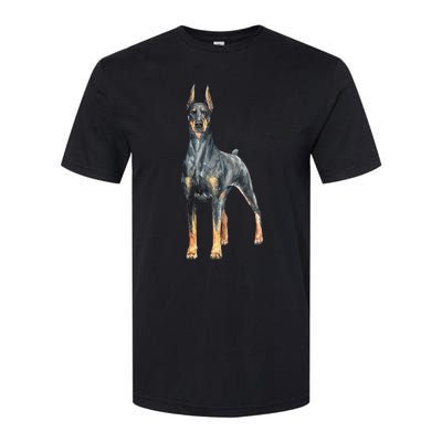 Watercolor Portrait Doberman Pinscher For Dog Owners Softstyle CVC T-Shirt