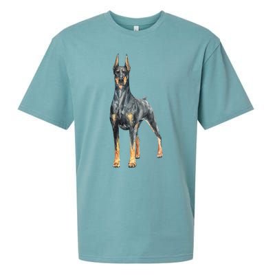 Watercolor Portrait Doberman Pinscher For Dog Owners Sueded Cloud Jersey T-Shirt