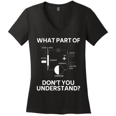 What Part Dont You Understand Funny HVAC Tech Technician Women's V-Neck T-Shirt