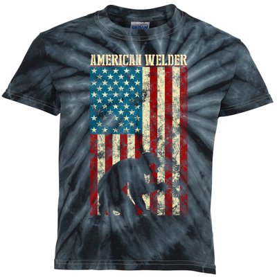 Welding Patriotic Distressed Usa American Flag Gift Welder Gift Kids Tie-Dye T-Shirt