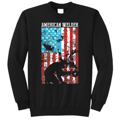 Welding Patriotic Distressed USA American Flag Welder Sweatshirt