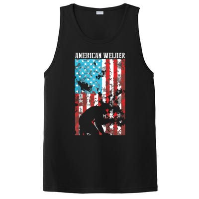 Welding Patriotic Distressed USA American Flag Welder PosiCharge Competitor Tank