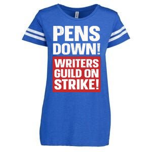 Wo Pens Down Writers Guild On Strike Anti AI Chatbots WGA V-Neck Enza Ladies Jersey Football T-Shirt