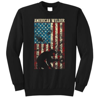 Welding Patriotic Distressed USA American Flag Gift Welder Sweatshirt