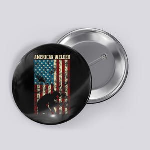 Welding Patriotic Distressed USA American Flag Gift Welder Button