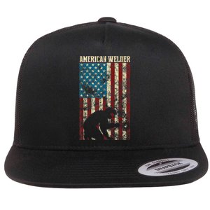 Welding Patriotic Distressed USA American Flag Gift Welder Flat Bill Trucker Hat