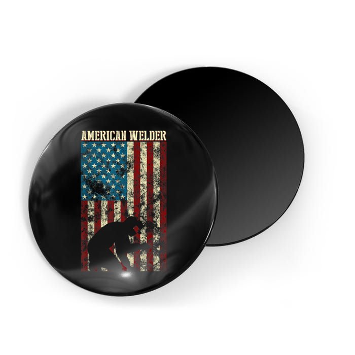 Welding Patriotic Distressed USA American Flag Gift Welder Magnet