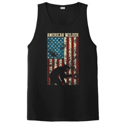 Welding Patriotic Distressed USA American Flag Gift Welder PosiCharge Competitor Tank