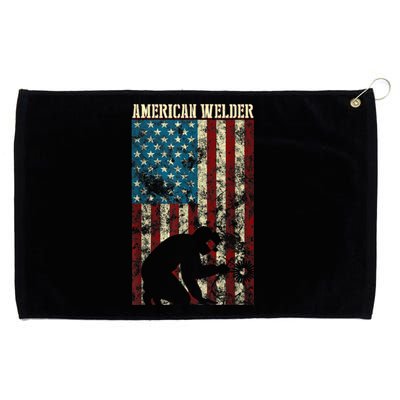 Welding Patriotic Distressed USA American Flag Gift Welder Grommeted Golf Towel