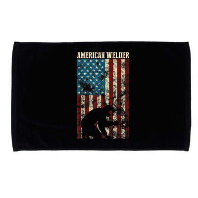 Welding Patriotic Distressed USA American Flag Gift Welder Microfiber Hand Towel