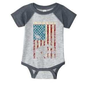 Welding Patriotic Distressed USA American Flag Gift Welder Infant Baby Jersey Bodysuit