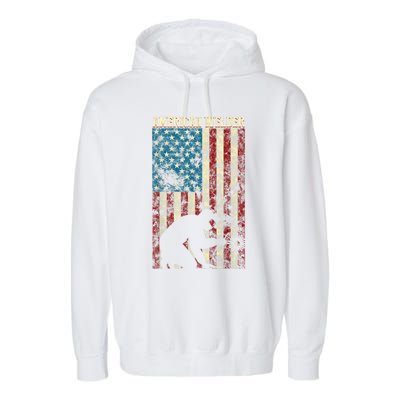 Welding Patriotic Distressed USA American Flag Gift Welder Garment-Dyed Fleece Hoodie