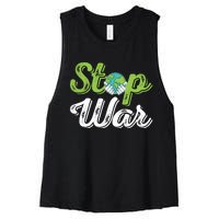 World Peace Day Motif Women's Racerback Cropped Tank