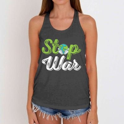 World Peace Day Motif Women's Knotted Racerback Tank