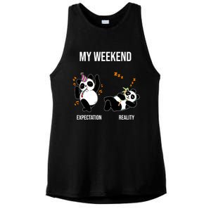 Weekend Panda Expectation Vs Reality Young Parents Gift Ladies PosiCharge Tri-Blend Wicking Tank