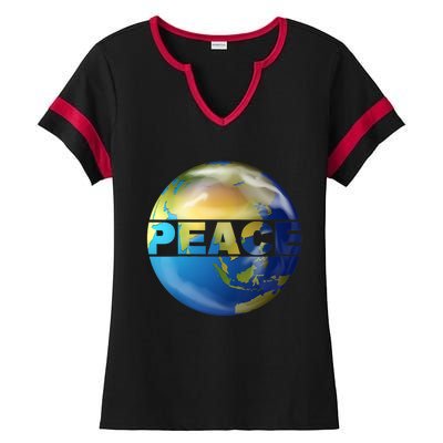 World Peace Earth Day Conscious Humanity Love & Kindness Ladies Halftime Notch Neck Tee