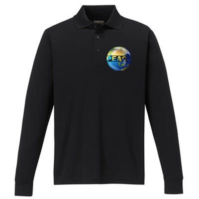 World Peace Earth Day Conscious Humanity Love & Kindness Performance Long Sleeve Polo