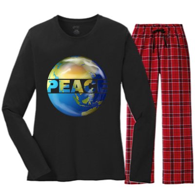 World Peace Earth Day Conscious Humanity Love & Kindness Women's Long Sleeve Flannel Pajama Set 