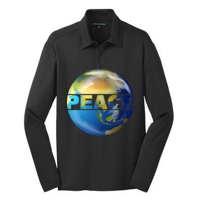 World Peace Earth Day Conscious Humanity Love & Kindness Silk Touch Performance Long Sleeve Polo