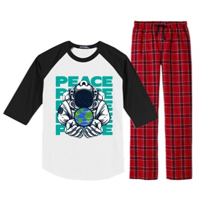 World Peace Earth Planet Astronaut Design Gift Raglan Sleeve Pajama Set