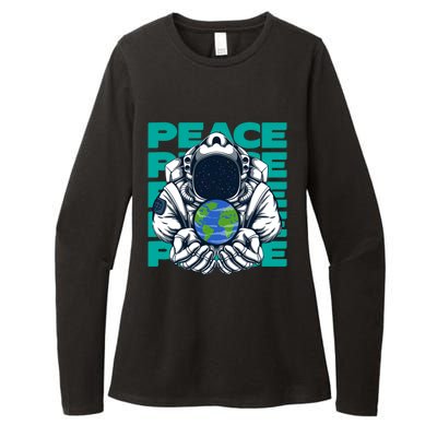 World Peace Earth Planet Astronaut Design Gift Womens CVC Long Sleeve Shirt