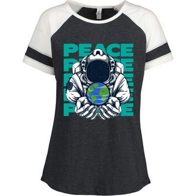 World Peace Earth Planet Astronaut Design Gift Enza Ladies Jersey Colorblock Tee