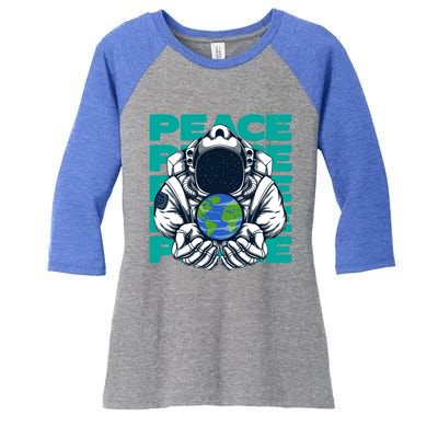 World Peace Earth Planet Astronaut Design Gift Women's Tri-Blend 3/4-Sleeve Raglan Shirt