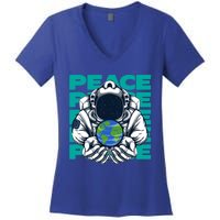 World Peace Earth Planet Astronaut Design Gift Women's V-Neck T-Shirt