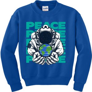 World Peace Earth Planet Astronaut Design Gift Kids Sweatshirt