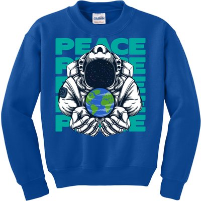 World Peace Earth Planet Astronaut Design Gift Kids Sweatshirt