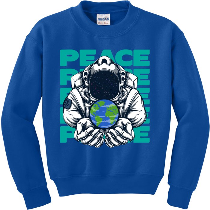 World Peace Earth Planet Astronaut Design Gift Kids Sweatshirt