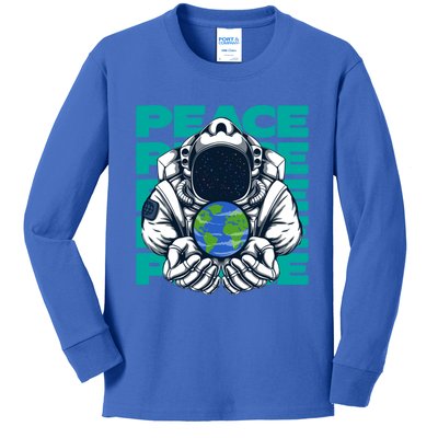 World Peace Earth Planet Astronaut Design Gift Kids Long Sleeve Shirt