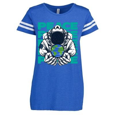 World Peace Earth Planet Astronaut Design Gift Enza Ladies Jersey Football T-Shirt