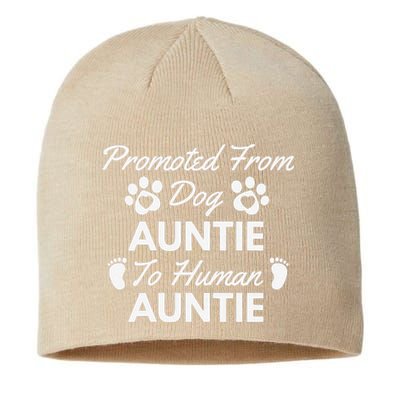 Womens Promoted From Dog Aunt To Human Aunt Cute Auntie New Puppy Sustainable Beanie