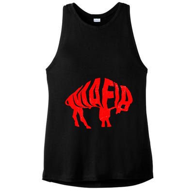 WNY Pride Faded Red Buffalo Ladies PosiCharge Tri-Blend Wicking Tank