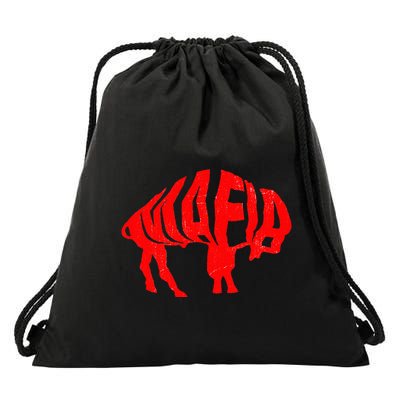 WNY Pride Faded Red Buffalo Drawstring Bag