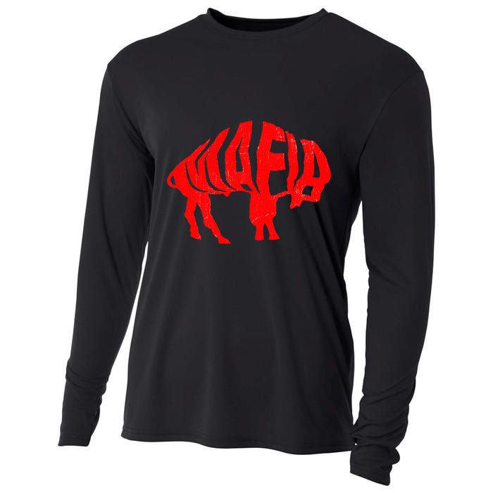 WNY Pride Faded Red Buffalo Cooling Performance Long Sleeve Crew