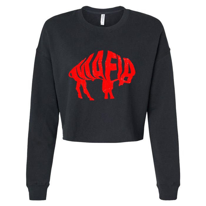 WNY Pride Faded Red Buffalo Cropped Pullover Crew