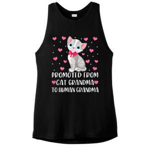 Womens Promoted From Cat Grandma To Human Grandma Funny Cat Ladies PosiCharge Tri-Blend Wicking Tank