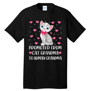 Womens Promoted From Cat Grandma To Human Grandma Funny Cat Tall T-Shirt